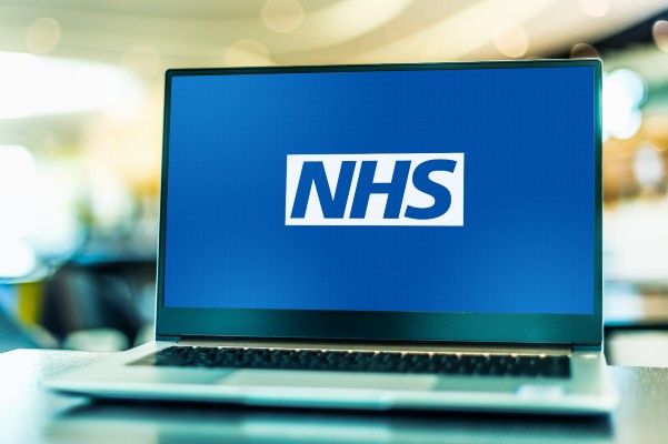 NHS logo on a laptop